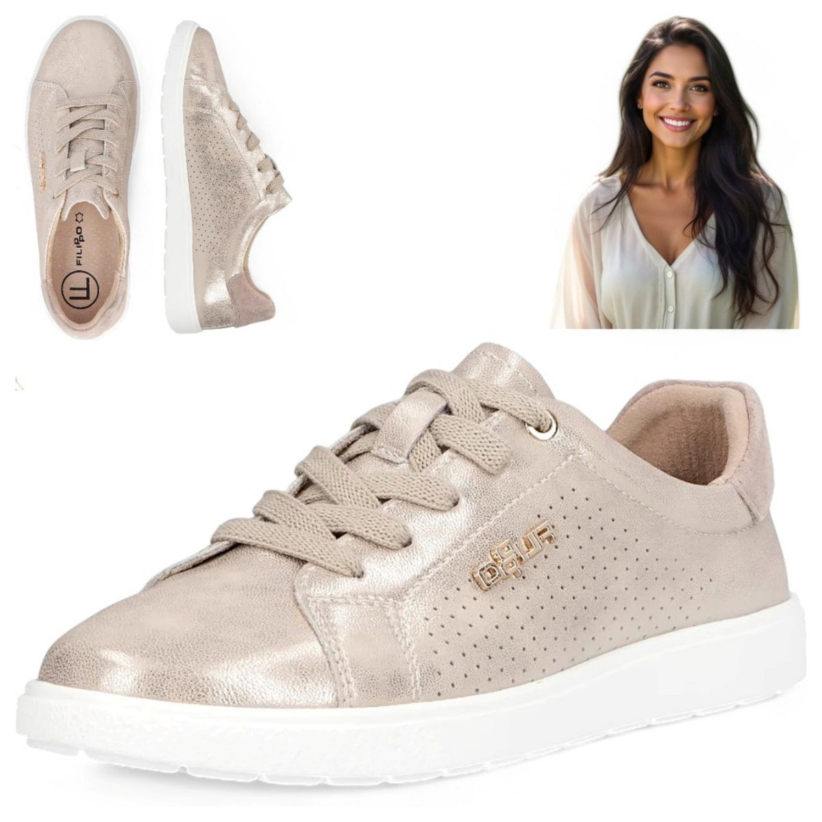 Sneakersy Damskie SKÓRZANE FILIPPO Wygodne Bezowe sportowe Półbuty 36