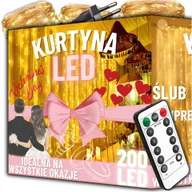 Girlandy - Girlanda Świetlna Kurtyna Led Świąteczna Na Wesele 3x2m Barwa Ciepła 230V - miniaturka - grafika 1