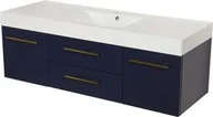 Szafki łazienkowe - Szafka łazienkowa granatowa 140cm BELLI GOLD z umywalką - miniaturka - grafika 1
