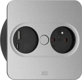 Bachmann TWIST 2 1xUTE 1xUSB A/C 22W 0.2m GST18 srebrny kwadratowy - Gniazdka elektryczne - miniaturka - grafika 1