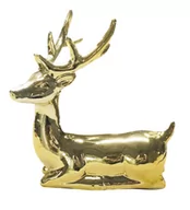 Ozdoby bożonarodzeniowe - Lumarko Lumarko Figurka Porcelanowa Renifer 13,5x7,5x14 Cm Złoty 1701001208 Alt - miniaturka - grafika 1