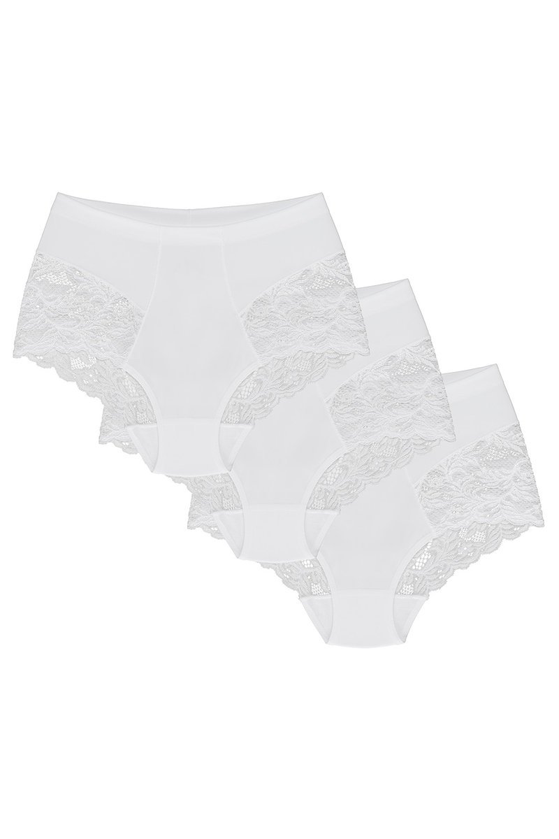Wol-Bar Slimea 3-pak biały L Majtki wysokie figi