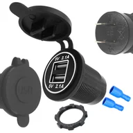 Ładowarki samochodowe - ŁADOWARKA SAMOCHODOWA DO AUTA DO ZABUDOWY USB 12V-24V 4.2A RING biały LED - miniaturka - grafika 1