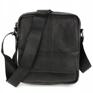 Torby męskie - Torba Saszetka Męska Na Ramię Elegancka Skórzana Raportówka Pojemna Czarna - miniaturka - grafika 1