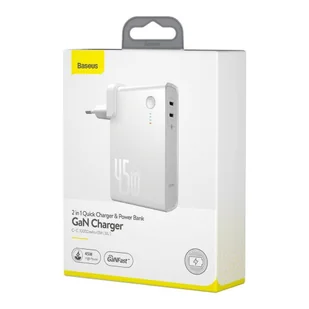 Baseus GaN power bank 10000 mAh ładowarka sieciowa PPS 45 W 2x USB Typ C Quick Charge 3.0 Power Delivery (azotek galu) + kabel USB Typ C 1 m biały (PPNLD-F02) - Ładowarki do telefonów - miniaturka - grafika 16