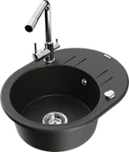 Zlewozmywaki z baterią - Mexen Kevin zlewozmywak granitowy 1-komorowy z ociekaczem i baterią kuchenną Duero, czarny/złoty metalik - 6517-75-671600-00 - miniaturka - grafika 1