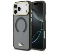 Etui i futerały do telefonów - Lacoste Shockproof Transparent Frosted Gold Logo MagSafe do iPhone 17 Pro Max Czarny - miniaturka - grafika 1