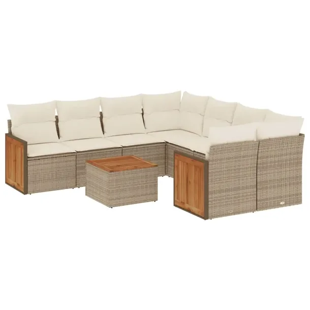 Zestaw mebli ogrodowych z rattanem PE, beżowy, wymiary: 62 x 62 x 69 cm