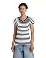 Koszulki i topy damskie - G-STAR RAW Damska koszulka Eyben Stripe Slim, Wielokolorowy (Milk/Sartho Blue Stripe D244-8096), XXL - miniaturka - grafika 1