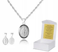 Biżuteria dla dzieci - CHRZEST KOMUNIA Srebrny łańcuszek medalik DEDYKACJA 40cm S1M16 - miniaturka - grafika 1