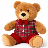 Maskotki i pluszaki - Miś pluszowy maskotka przytulanka prezent miś w ubranku kratka czerwona 30 cm - miniaturka - grafika 1