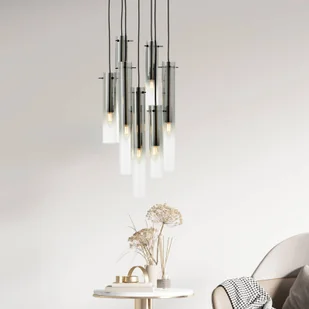Brilliant Lampa wisząca Glasini, Ø 32 cm, dymny szary, 7-punktowa, szkło - Lampy sufitowe - miniaturka - grafika 1