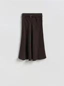 Spódnice - Reserved - Spódnica midi z paskiem - ciemnobrązowy - miniaturka - grafika 1