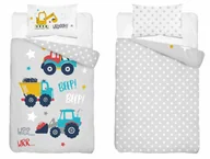Pościel dla dzieci - Pościel dziecięca dwustronna Auta Budowlane szara – 90x120 cm – MAYAMOO - miniaturka - grafika 1