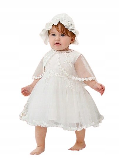 SHEIN SUKIENKA NIEMOWLĘCA BIAŁA Z TIULEM HAFT 18-24M 1Ł5S