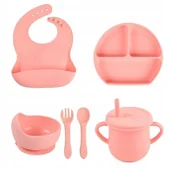 Miseczki i talerzyki dla dzieci - PIERWSZE NACZYNIA ZESTAW DO KARMIENIA DLA DZIECI SILIKONOWE NACZYNIA - miniaturka - grafika 1