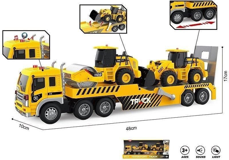 Adar Auto ciężarowe z lawetą i 2 koparkami