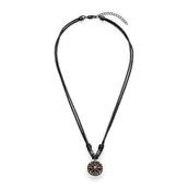 Naszyjniki męskie - s.Oliver Męski naszyjnik - skóra i stal nierdzewna - IP Gun - skórzany pasek regulowany 55 cm - przyjazny dla skóry - miniaturka - grafika 1