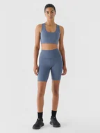 Spodnie sportowe damskie - Damskie legginsy krótkie treningowe 4F 4FWAW24TFSTF012  - niebieskie - miniaturka - grafika 1