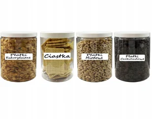 POJEMNIK PLASTIKOWY SŁOIK BIAŁA ZAKRĘTKA 1,25L 4 SZTUKI + ETYKIETY - Pojemniki kuchenne POJEMNIK PLASTIKOWY SŁOIK BIAŁA ZAKRĘTKA 1,25L 4 SZTUKI + ETYKIETY - Pojemniki kuchenne - miniaturka - grafika 1