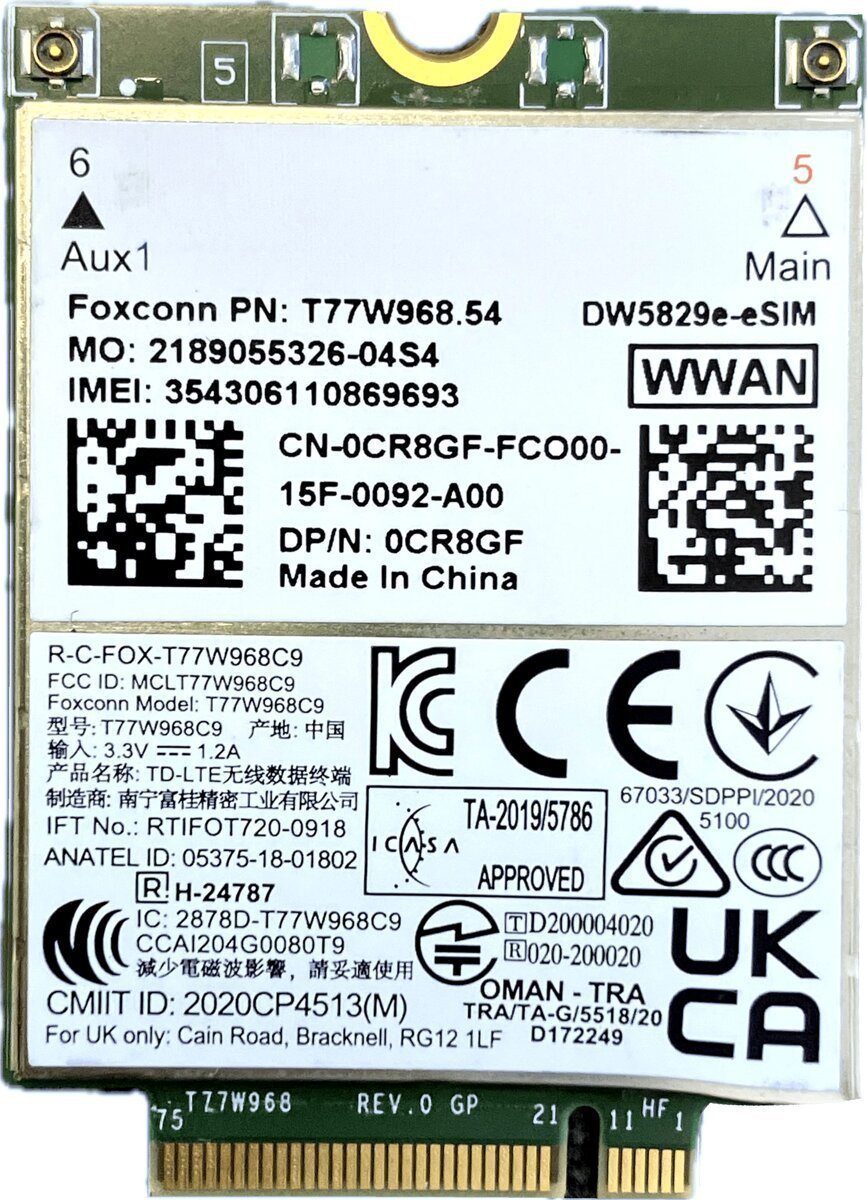 Modem Lenovo Modem WWAN LTE / DW5829e / do laptopów Dell / e-SIM null