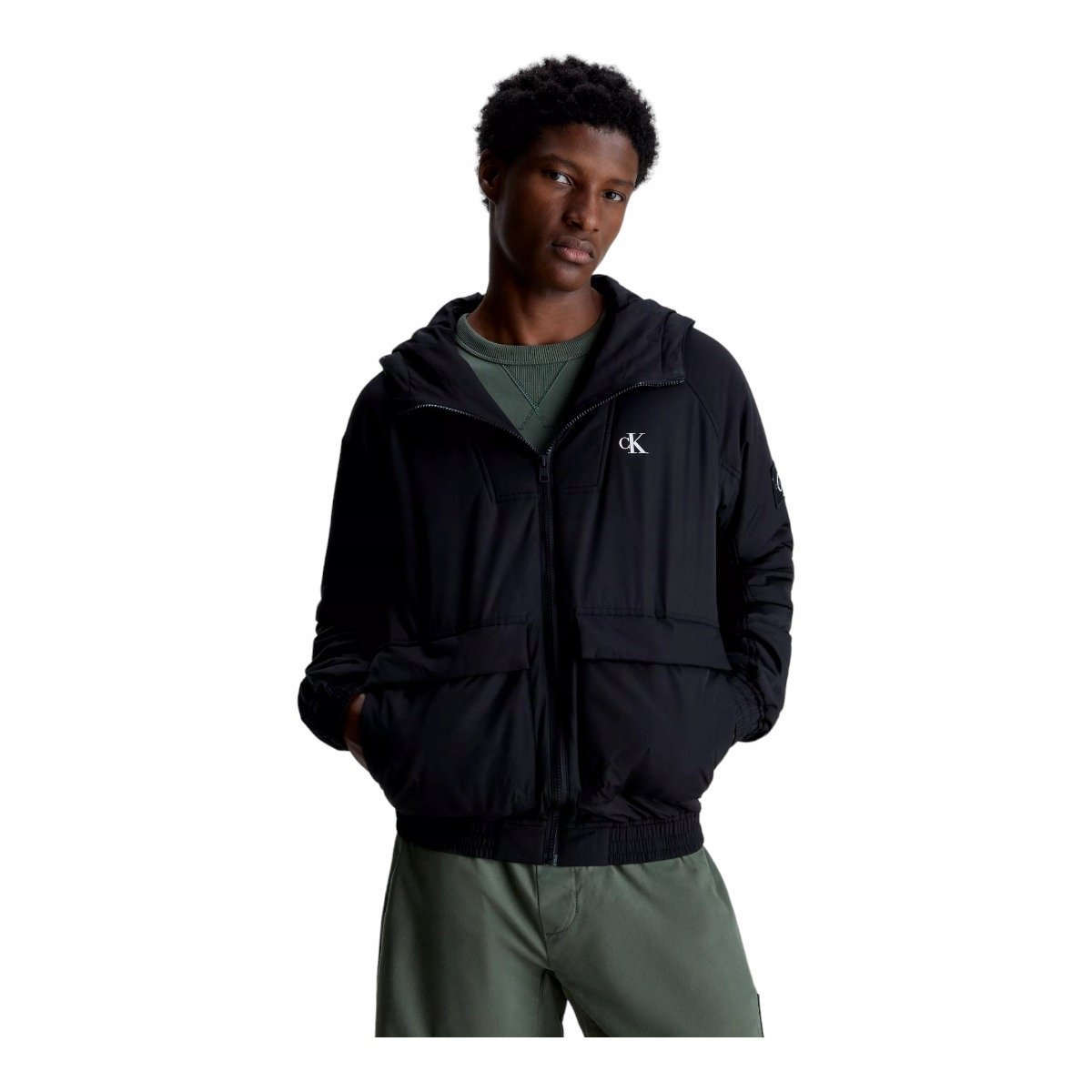 CALVIN KLEIN MĘSKA KURTKA PADDED HOODED HARRINGTON CZARNA r.XL
