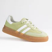 Trampki damskie - Sportowe damskie trampki skóra GOODIN GD-XF-199 platforma pistacja 41 - miniaturka - grafika 1