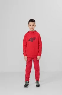 Spodnie i spodenki dla chłopców - 4F spodnie dresowe dziecięce kolor czerwony gładkie - grafika 1