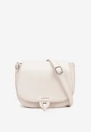 Torebki damskie - Jasnobeżowa Dwukomorowa Torebka Listonoszka z Ozdobną Klapą Redavinae - miniaturka - grafika 1