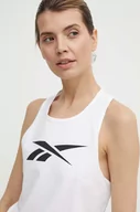 Koszulki sportowe damskie - Reebok top bawełniany kolor biały 100029551 - miniaturka - grafika 1