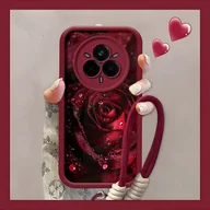 Etui i futerały do telefonów - TEMU Ochronne, miękkie etui TPU na for RealMe 14 Pro z motywem deszczu i róży, odporne na wstrząsy ze smyczą, etui na telefon, poręczny pokrowiec, - miniaturka - grafika 1