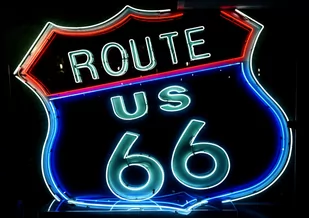 Route 66 neon sign, Carol Highsmith - plakat 60x40 cm - Plakaty - miniaturka - grafika 1