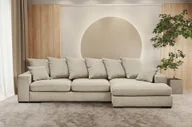 Narożniki - Sofa w kształcie L GABON narożnik funkcja spania Riviera jasnobeżowy prawy - miniaturka - grafika 1