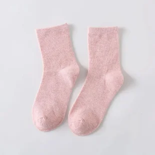 Skarpety gładkie w pastelowe kolory - Pink - Skarpetki damskie - miniaturka - grafika 1