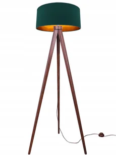 Lampa Podłogowa stojąca Trójnóg złoty drewno - Lampy stojące - miniaturka - grafika 1