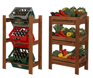 Drewniany Regał Na 3 Skrzynki 107X70X39 Rss Brązowy Do Spiżarni Sklepu / Wamar-Sosenka - Regały - miniaturka - grafika 1