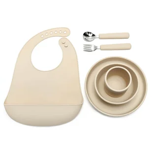 Zestaw Naczyń Silikonowych [Kolor Beżowy] - Zestawy naczyń dla dzieci - miniaturka - grafika 1