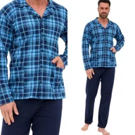 Piżamy damskie - PIŻAMA MĘSKA Cornette 114 rozpinana L / 48 Granatowy - miniaturka - grafika 1