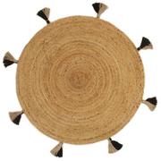 Dywany - Lumarko Pleciony dywan z frędzlami, 90 cm, jutowy, okrągły - miniaturka - grafika 1