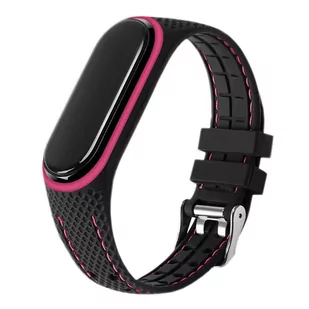Opaska / Pasek Lifestyle Braders do Xiaomi Mi Band 7 czarno-różowa - Smartband - miniaturka - grafika 1