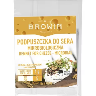 Browin PODPUSZCZKA DO SERÓW ser domowy 5x1g na 50 l mleka 411200 - Pozostałe akcesoria do uprawy roślin - miniaturka - grafika 1