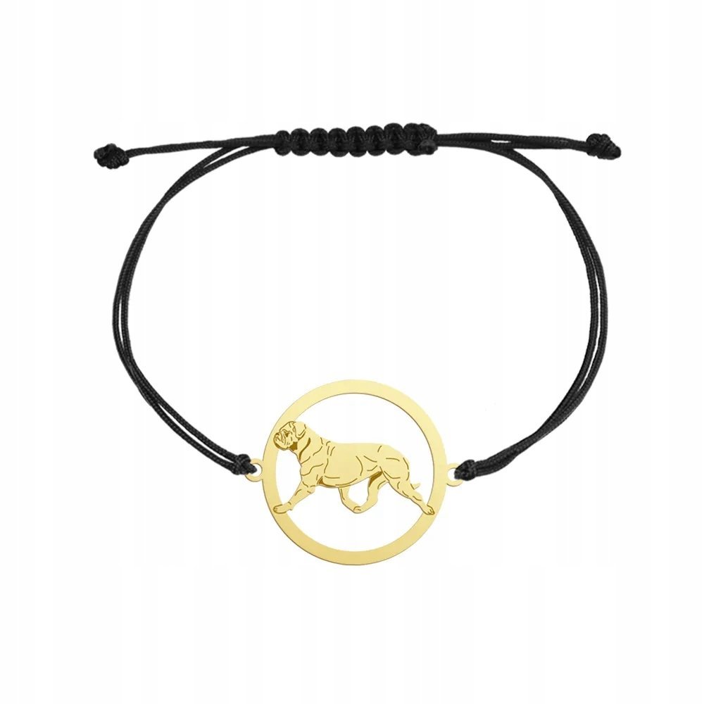 Bransoletka Złota z psem Dog de Bordeaux 925 sznurek Prezent GRAWER GRATIS