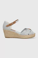 Sandały damskie - Tommy Hilfiger sandały HIGH WEDGE SEERSUCKER damskie kolor niebieski na koturnie FW0FW07158 - miniaturka - grafika 1