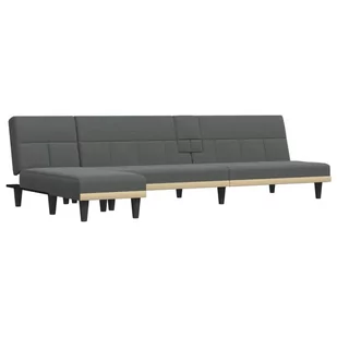 Sofa rozkładana L, ciemnoszara, 255x140x70 cm, tkanina Lumarko! - Narożniki - miniaturka - grafika 3