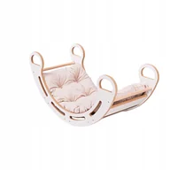 Skoczki dla dzieci - Bujak biały MDF 100 cm + poduszka welurowa beżowa 100 cm - miniaturka - grafika 1