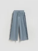 Spodnie i spodenki dla dziewczynek - Reserved - Spodnie dresowe wide leg - granatowy - miniaturka - grafika 1