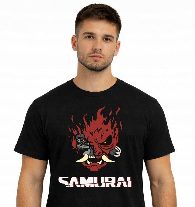 SAMURAI CYBERPUNK KOSZULKA T-SHIRT CZARNY PREMIUM L
