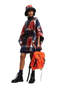 Desigual Poncho_Red Check Milan, czerwony, jeden rozmiar dla kobiet, Czerwona, rozmiar uniwersalny - Kurtki damskie - miniaturka - grafika 1