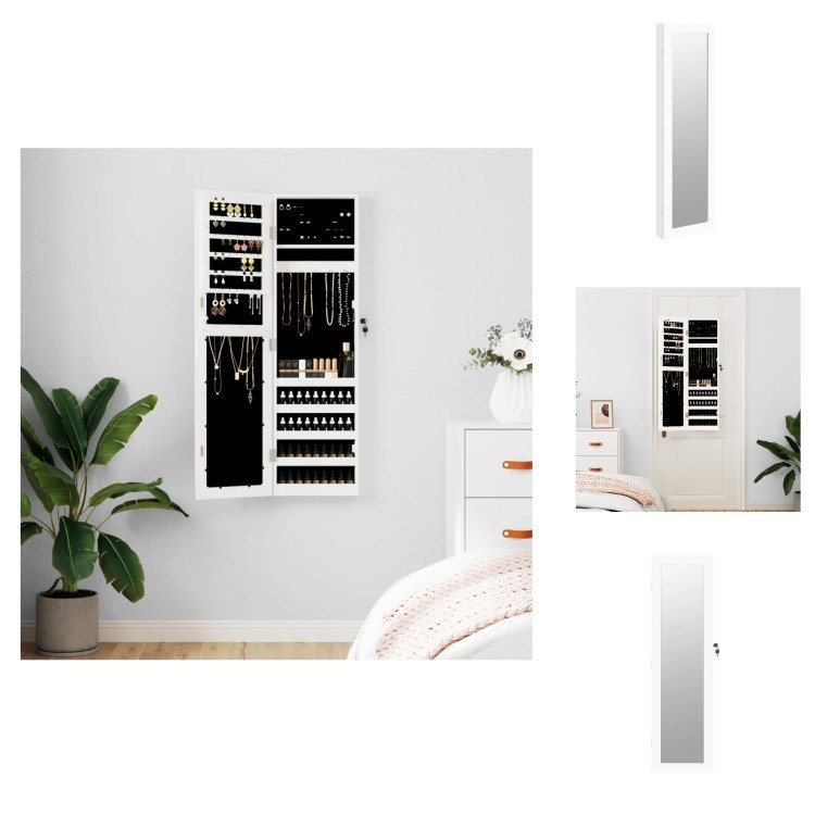 vidaXL Szafka na biżuterię z lustrem do montażu na ścianie biała 30x8,5x106 cm - Lustro
