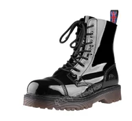 Botki męskie - glany NEVERMIND - CZARNE (8 dziurek) lakierowane-43 - miniaturka - grafika 1